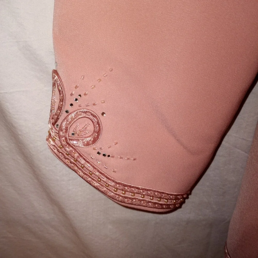 Nina Massini Size 8‎ Skirt Suit 3 Piece Dusty Pink Beaded Embellishments Vintage